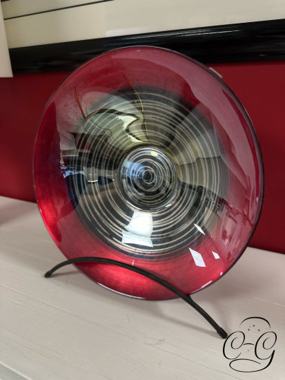 Glass Red Shallow Bowl With Black/Gold Detailing Home Decor