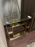 Glass Top Accent Table With Polished Gold Finish Geometirc Design Frame