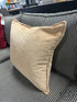 Gold Fabric Toss Pillow With Metal Embellishment Button Back 15x15’’ Pillow