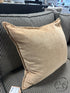 Gold Fabric Toss Pillow With Metal Embellishment Button Back 15x15’’ Pillow