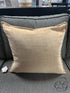 Gold Fabric Toss Pillow With Metal Embellishment Button Back 15x15’’ Pillow