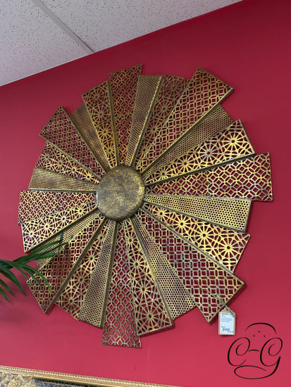 Gold Finish Metal Sun Burst Wall Decor 42x42’’ Wall Decor