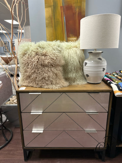 Golden Brown 3 Drawer Dresser W/Silver Finish Fronts Metal Legs Only