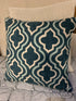 Green Blue Cream Moroccan Design Fabric Toss Pillow