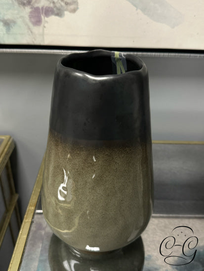 Green & Brown 2 Tone Ceramic Vase Home Decor