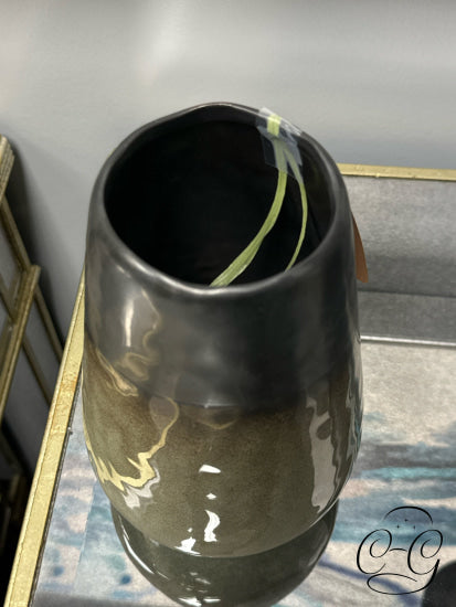 Green & Brown 2 Tone Ceramic Vase Home Decor