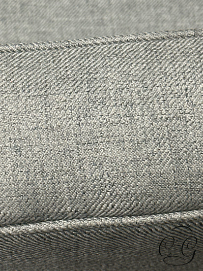 Grey 3 Seater Sofa Button Tufted Back Cushions Espresso Wood Trim Base/Legs