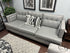 Grey 3 Seater Sofa Button Tufted Back Cushions Espresso Wood Trim Base/Legs