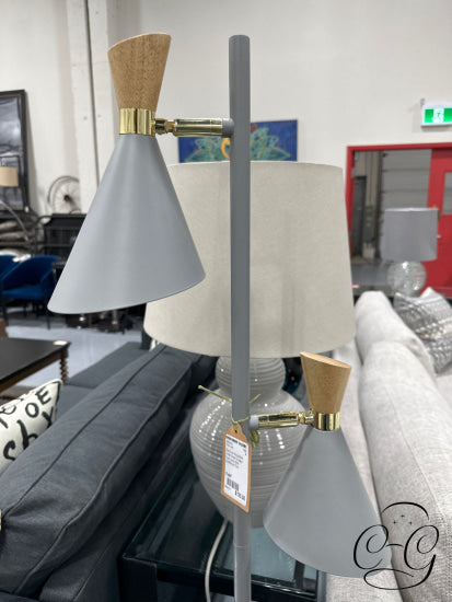Grey Dual Adjustable Cone Shape Shades Floor Lamp