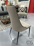 Grey Fabric High Back Chair W/Black Piping Metal Legs