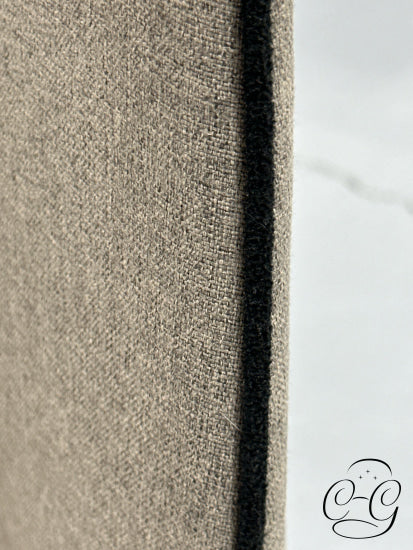 Grey Fabric High Back Chair W/Black Piping Metal Legs