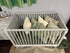 Grey Finish Crib With Mattress & Green Fitted Sheet