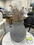 Grey Textured Exterior Vase With Faux Lavender 8x9’’ Vase