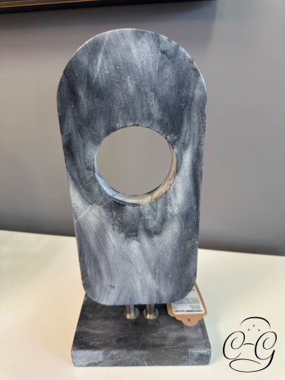 Grey/White Marble Decor W/’O’ Cut-Out Marble Base 6x6x14’’ Home Decor