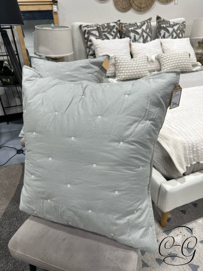 Grey With White Small Stitching Design Euro Sham Bedding
