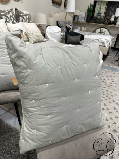 Grey With White Small Stitching Design Euro Sham Bedding