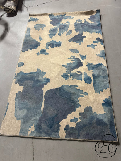 Handwoven ’Geology’ Wool Blend Blue Abstract Area Carpet 8x10’ Rug