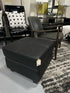 Hotel Grade Square Black Vinyl Ottoman W/Dark Legs