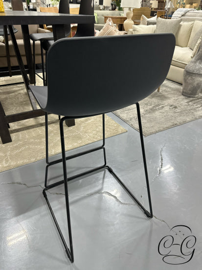 Indoor/Outdoor Black Molded Plastic Counter Stool Steel Legs Height