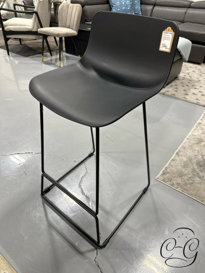 Indoor/Outdoor Black Molded Plastic Counter Stool Steel Legs Height