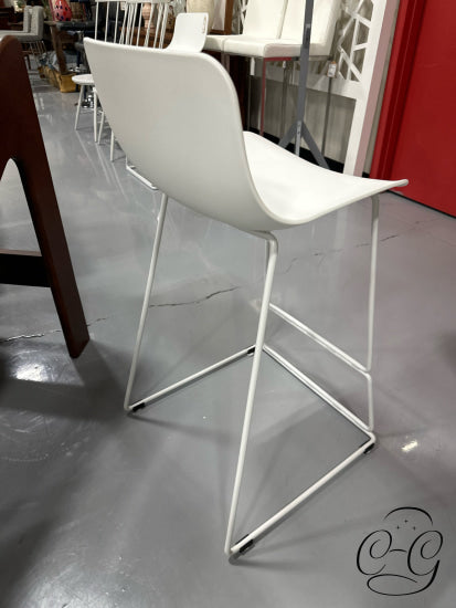 Indoor/Outdoor White Molded Plastic Counter Stool W/White Legs Height