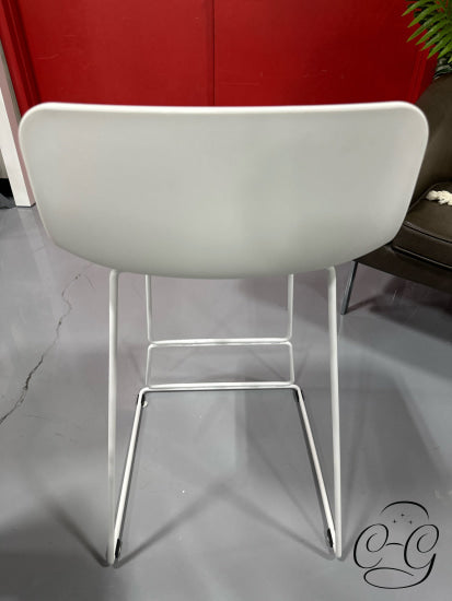 Indoor/Outdoor White Molded Plastic Counter Stool W/White Legs Height