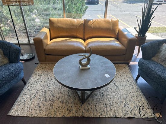 Jute Area Rug With Teal Accents