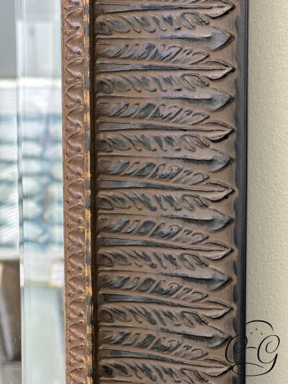 Large Resin Feather Patterned Brown Framed Floor Mirror