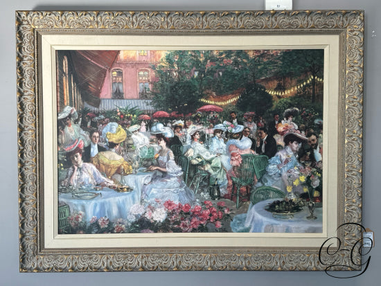 ’Le Diner L’hotel Paris’ Reproduction Art In Ornate Gold Frame Artwork