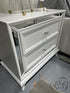 Lg White Nightstands With Mirrored Front Detailing 2 Drawers Crystal Hardware Night-Table