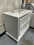 Lg White Nightstands With Mirrored Front Detailing 2 Drawers Crystal Hardware Night-Table
