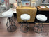 Lh Imports Adj. Bar Stool W/Round White Vintage Leather Seat Steel Frame Barstool