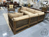 Light Finish Rattan 5 Piece Sectional W/Golden Beige Fabric 4 Toss Pillows 90x90x29’’ Sectional