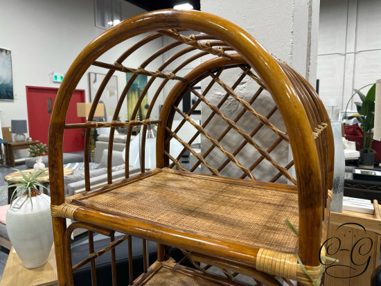 Light Finish Rattan Shelving With Arched Top 4 Shelves 22x18x62’’ Shelving Unit