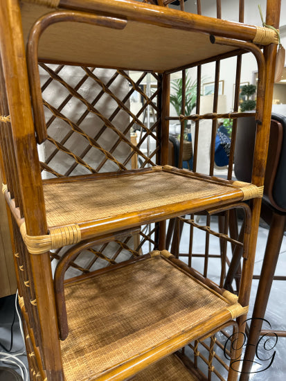 Light Finish Rattan Shelving With Arched Top 4 Shelves 22x18x62’’ Shelving Unit