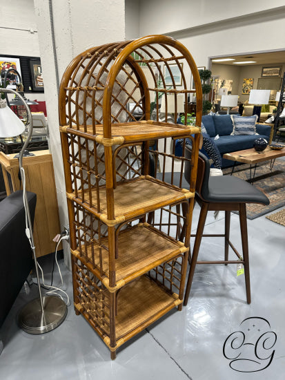 Light Finish Rattan Shelving With Arched Top 4 Shelves 22x18x62’’ Shelving Unit