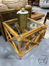 Light Finish Set Of 2 Rattan Nesting Tables With Glass Insert Tops 20x20x20’’ Nesting