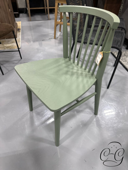 Light Green Shaker Style Spindle Curved Back Dining Chair