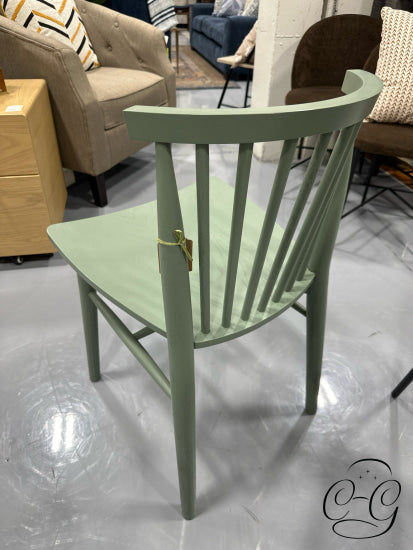 Light Green Shaker Style Spindle Curved Back Dining Chair