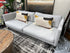 Light Grey 2 Seat Sofa With Narrow Arms Black Metal Legs