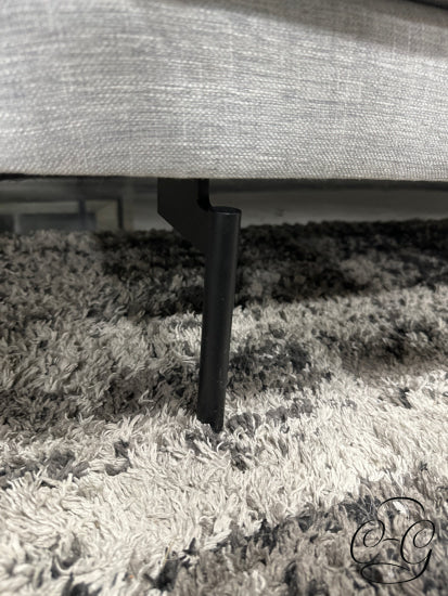 Light Grey 2 Seat Sofa With Narrow Arms Black Metal Legs
