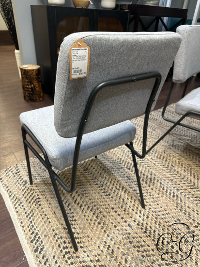 Light Grey Fabric Dining Chair W/Matte Black Stainless Steel Base