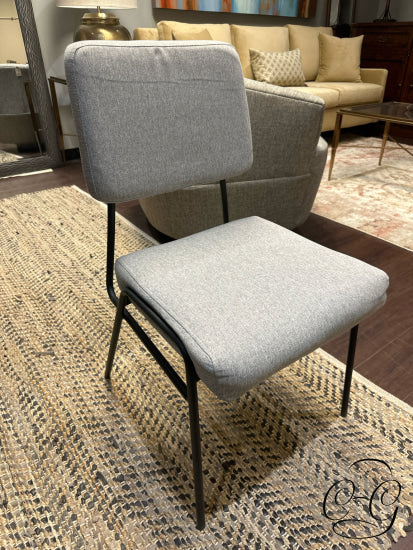 Light Grey Fabric Dining Chair W/Matte Black Stainless Steel Base