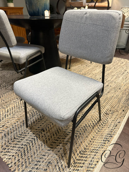 Light Grey Fabric Dining Chair W/Matte Black Stainless Steel Base