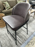 Light Grey Velvet Rounded Back Counter Stool With Dark Steel Legs Height