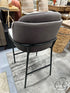 Light Grey Velvet Rounded Back Counter Stool With Dark Steel Legs Height