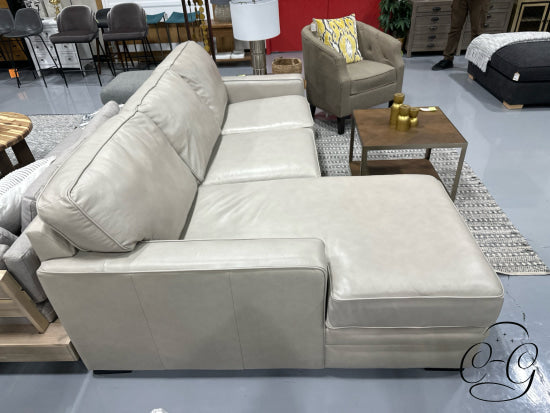 Light Taupe Leather 2 Piece Sectional W/LAF Chaise RAF Sofa 86x63x35’’ Leather Sectional