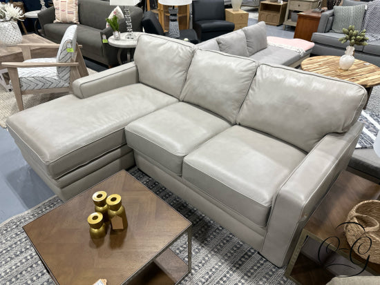 Light Taupe Leather 2 Piece Sectional W/LAF Chaise RAF Sofa 86x63x35’’ Leather Sectional