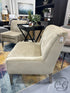 *Made In Canada* Beige Velvet Fabric Chair W/Top Side Pleating Washed Grey Legs 29x32x34’’ Chair