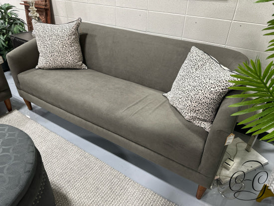 *Made In Canada* Dark Grey Rounded Arm Bench Seat Sofa